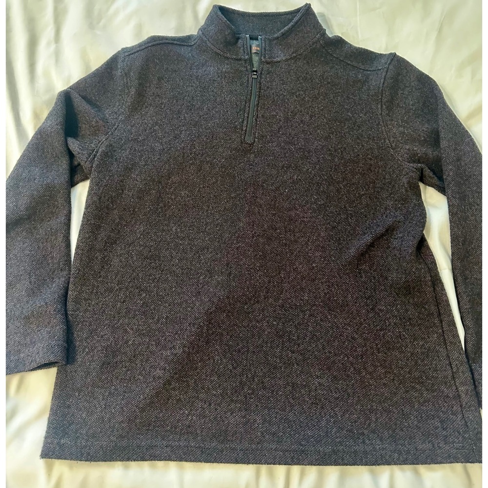 Fairlane & Sons Mens XL Quarter Zip Pullover Charcoal Grey Marled Knit Sweater